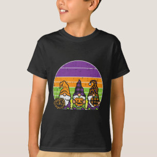 T-shirt 3 Léopard Plaid Gnomes Citrouille Rétro Halloween