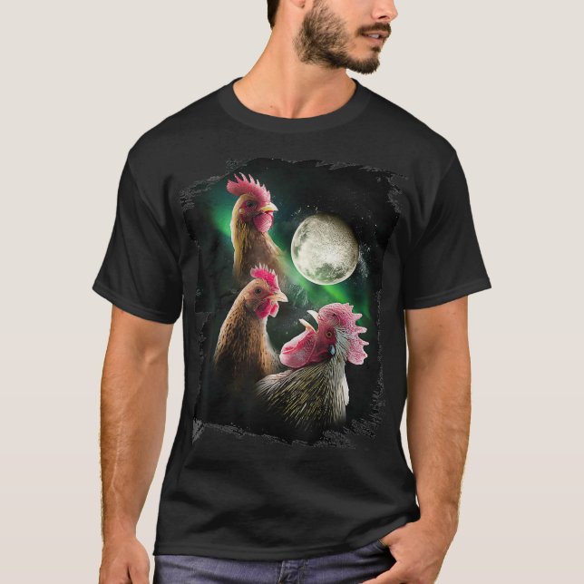 T-shirt 3 Loups de poulets Lune Loup de poulets Loups hurl (Devant)
