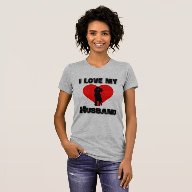T-shirt 3.love t-shirt, chemises de couple, j'aime mon mar (Devant entier)