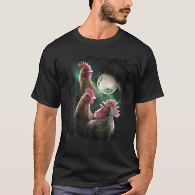 T-shirt 3 Lune de poulet, Poulets de loup, Loups hurlant (Devant)
