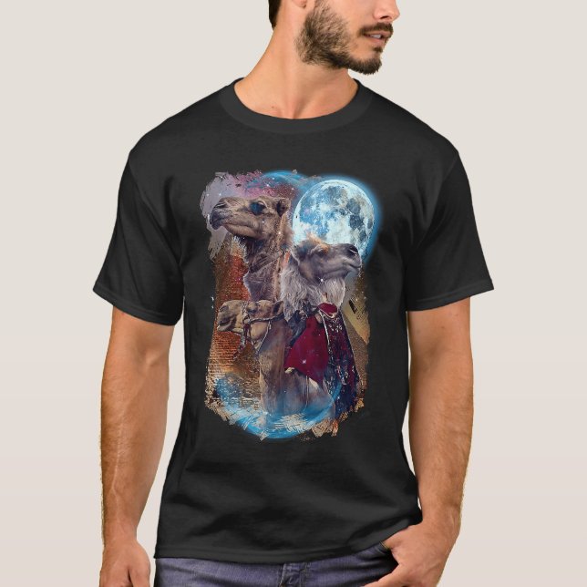 T-shirt 3 Moon Camel  Llama Alpaca Animal (Devant)