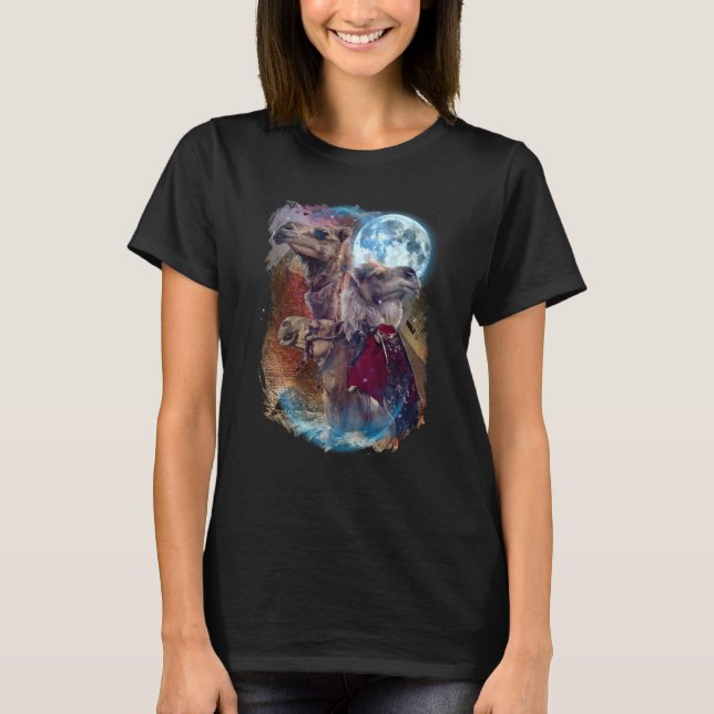 T-shirt 3 Moon Camel Llama Alpaca Animal (Devant)