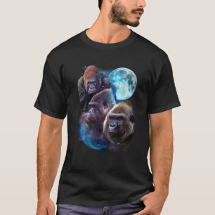 T-shirt 3 Moon Gorilla Funny Zoo Amoureux des animaux Humo