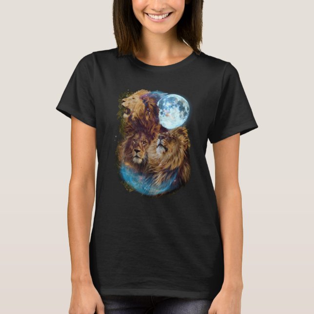 T-shirt 3 Moon Lion Felidae Wildcat Animal (Devant)