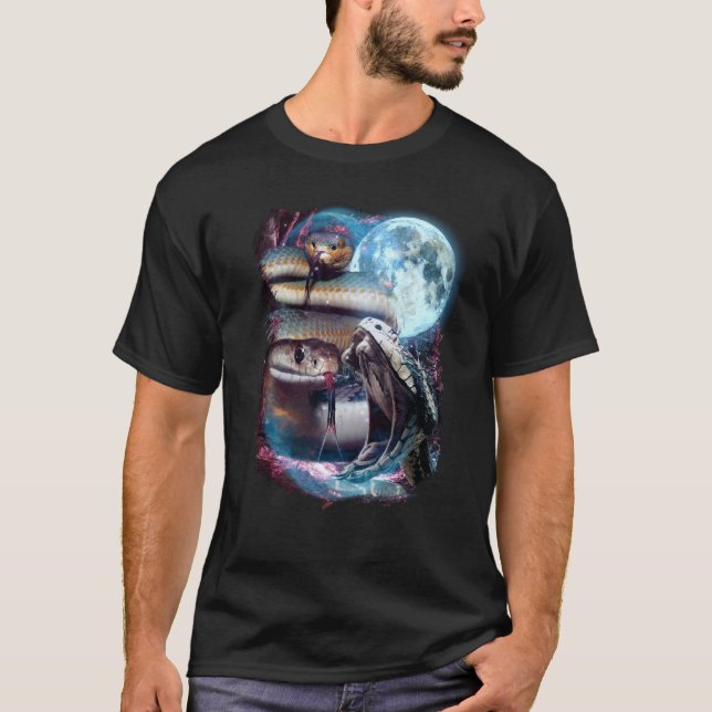 T-shirt 3 Moon Snake Squamata Reptile Animal (Devant)