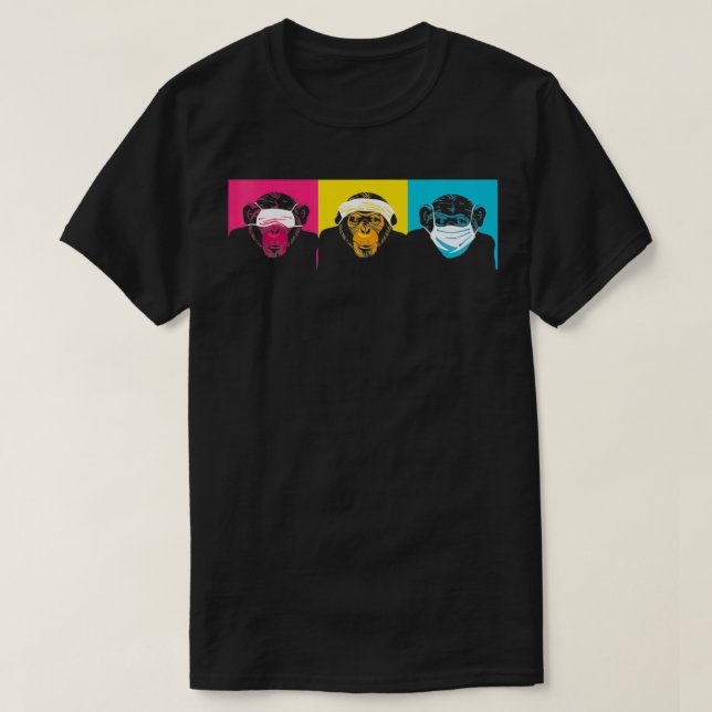 T-shirt 3 Ne voyez pas entendre parler des singes Pas de c (Design devant)