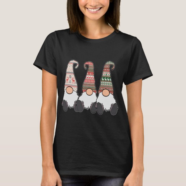 T-shirt 3 Nordic Gnomes Winter Christmas Swedish Tomte Cut (Devant)