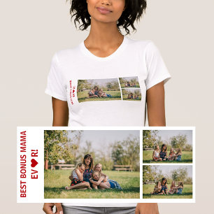 T-shirt 3 Photos Meilleur Bonus Mama Jamais Coeur Photo Co