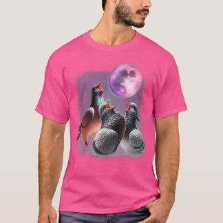 T-shirt 3 Pigeons Hurlements à la Lune Drôle de Pigeon Ois