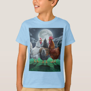T-shirt 3 poules se détendant en regardant la lune