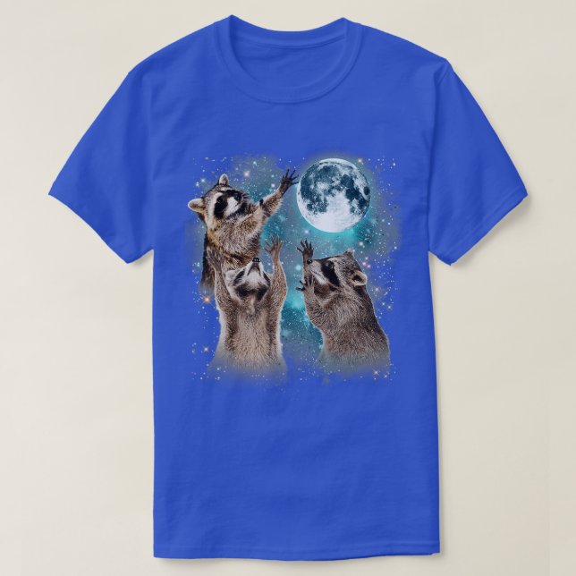 T-shirt 3 Raccoon Moon Howling Raccoon Drôle Cadeau Pour H (Design devant)
