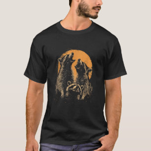 T-shirt 3 Racoon Moon Howling Raccoon Funny Graphic Meme H
