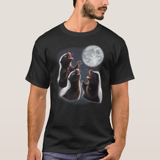 T-shirt 3 Skunk Howling At The Moon Funny Skunk Animal Lov (Devant)