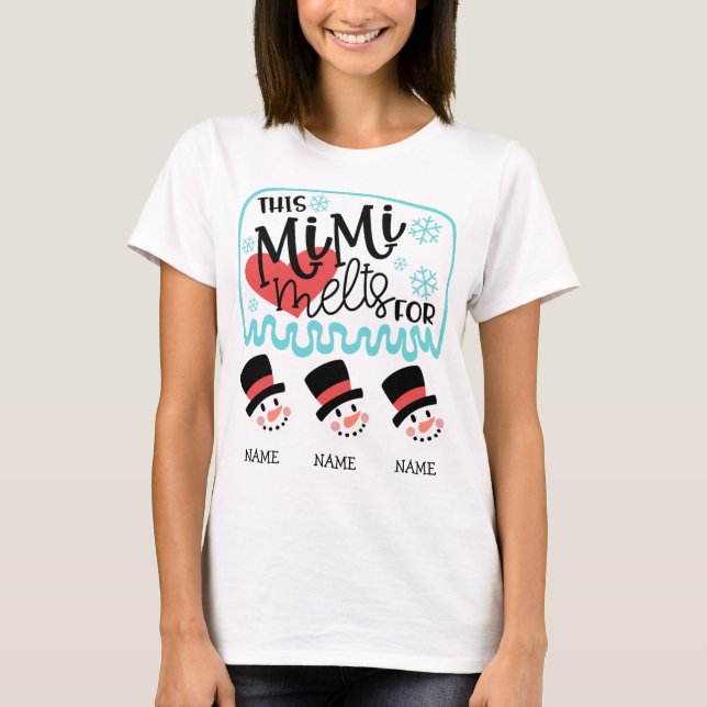 T-shirt 3 Snowman Grandkids de Mimi (Devant)