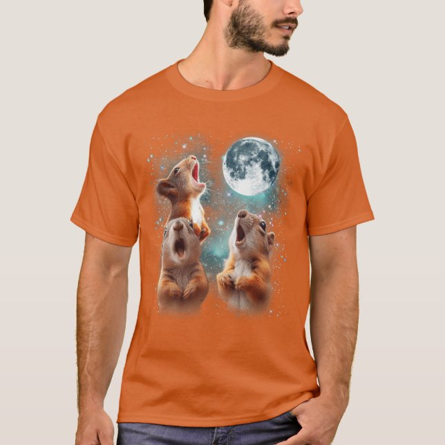T-shirt 3 Squirrel Lune Hurlement Tête de Squirrel Drôle p (Devant)