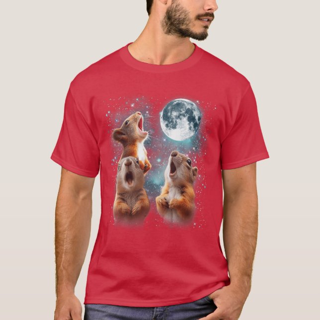 T-shirt 3 Squirrel Lune Hurlement Tête de Squirrel Drôle p (Devant)
