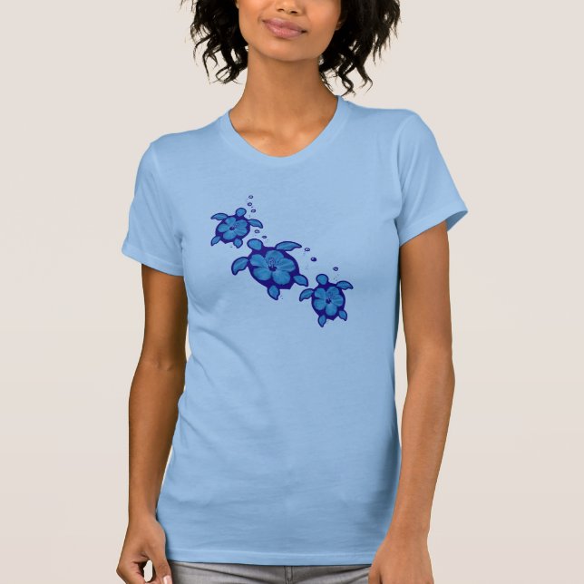 T-shirt 3 tortues bleues de Honu (Devant)