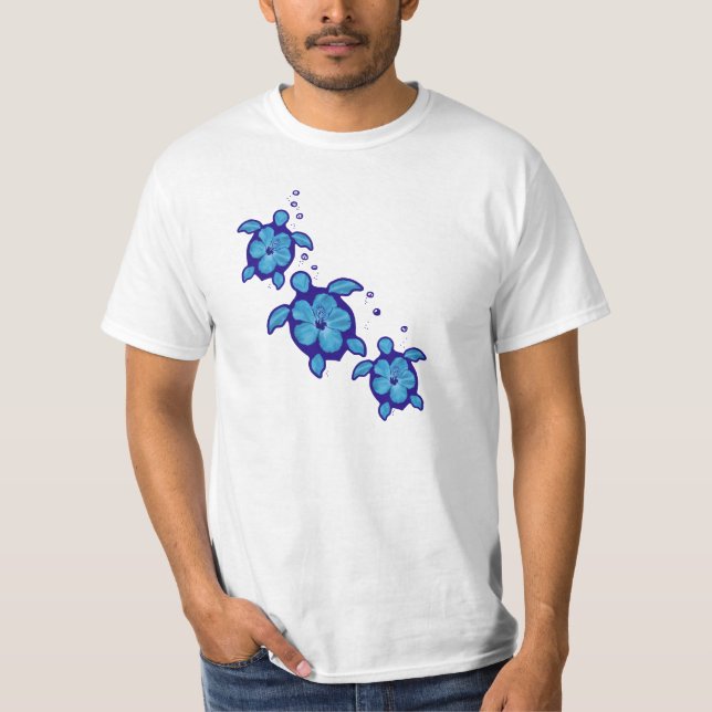 T-shirt 3 tortues bleues de Honu (Devant)