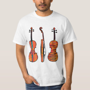 T-shirt 3 violons Instruments de musique originaux Pop Art
