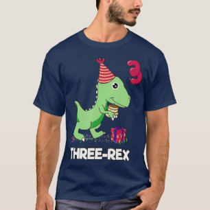 T-shirt 3 year old birthday gift Boy Dinosaur Three Rex