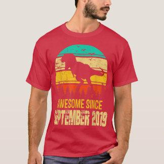 T-shirt 3 Year Old Gifts Awesome September 2019 Dinosaur 3