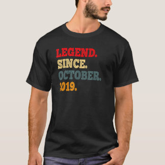 T-shirt 3 Years Old  Legend Since October 2019 3rd Birthda