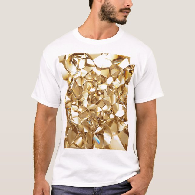 T-shirt 3D abstraite texture or cristal. (Devant)