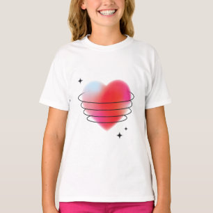 T-shirt 3d espace hitech rouge valentine planète coeur