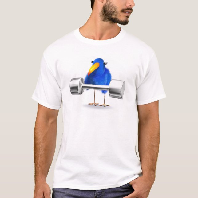 T-shirt 3d Haltérophile d'oiseaux bleus (Devant)