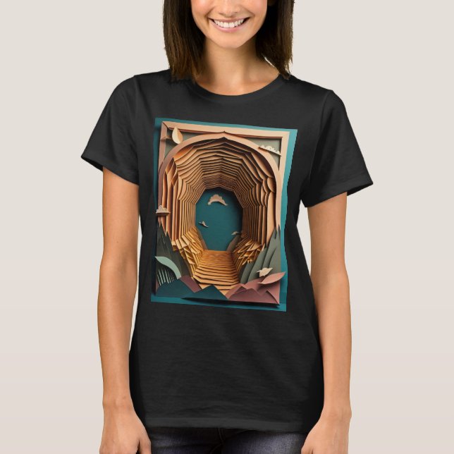T-shirt 3D Paper Art Design (Devant)