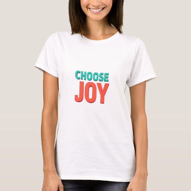 T-shirt 3D Rendered Text Graphic – “CHOOSE JOY” in Teal an (Devant)