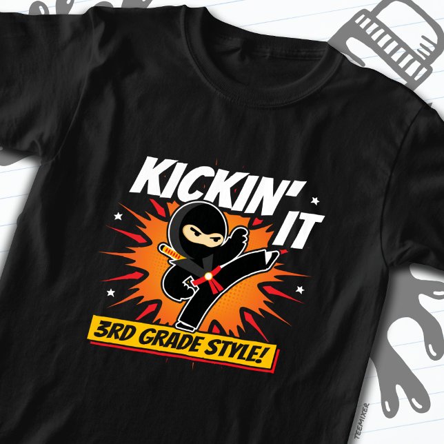 T-shirt 3e année Ninja Kick Premier jour Retour à l'école (Créateur téléchargé)