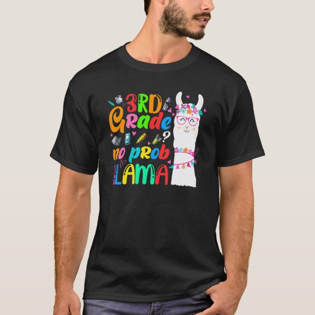 T-shirt 3e année Pas de problème Lama Enseignant Élève Pre (Devant)