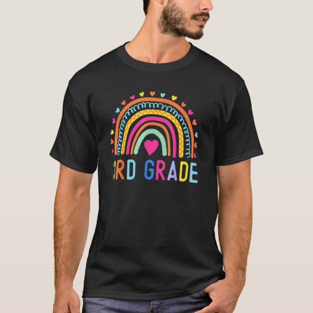T-shirt 3e année Rainbow Girls Garçons Enseignant Bonjour  (Devant)