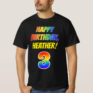 T-shirt 3e anniversaire — Bold, Fun, Rainbow 3, Nom person