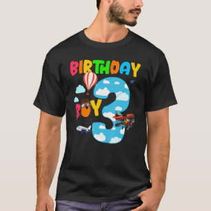 T-shirt 3e anniversaire Boy Avion Pilote Avion 3 ans Helic