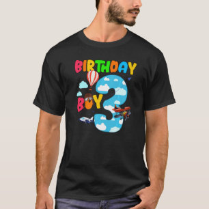 T-shirt 3e anniversaire Boy Avion Pilote Avion 3 ans Helic