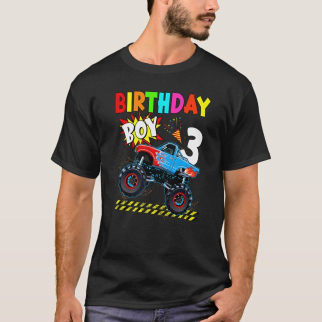 T-shirt 3e anniversaire Boy Blade 3 ans Monster Truck Bd (Devant)