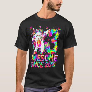 T-shirt 3e anniversaire Colorful Tie Dye 3 ans Unicorn G