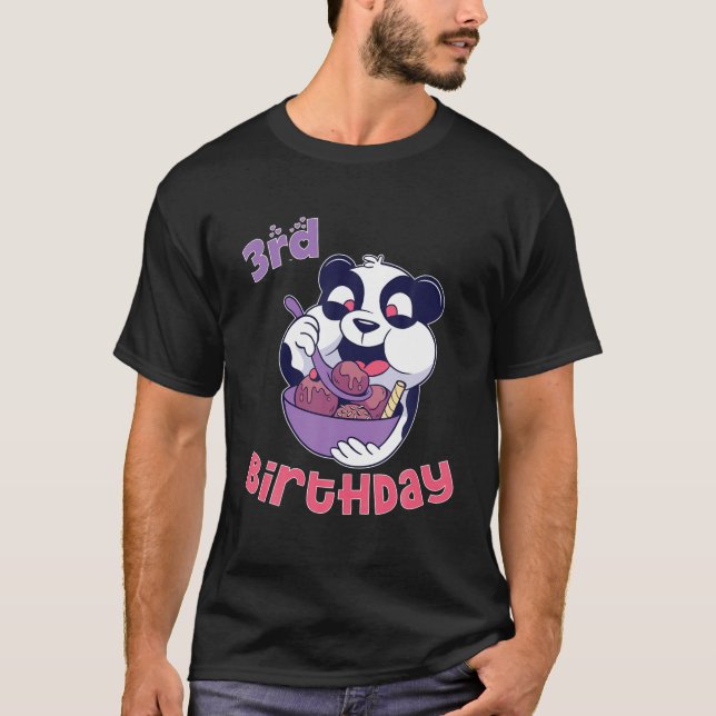 T-shirt 3E Anniversaire Crème Ice Panda Thème (Devant)