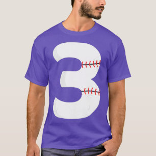 T-shirt 3e anniversaire de baseball Big Numéro Trois 3 ans