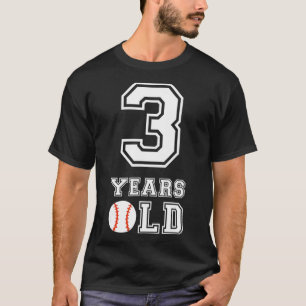 T-shirt 3e anniversaire de baseball Big Numéro Trois 3 ans