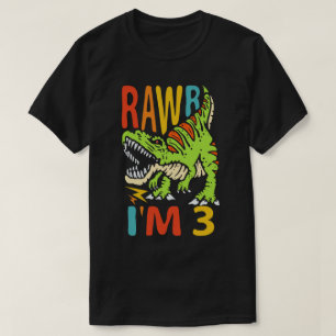 T-shirt 3e Anniversaire Dinosaur T Rex Rawr I'm 3 For Boys