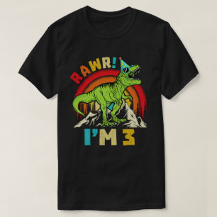 T-shirt 3e Anniversaire Dinosaur T Rex Rawr I'm 3 For Boys