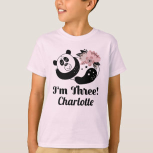 T-shirt 3e anniversaire mignonne Panda 3 ans fille