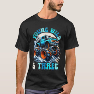 T-shirt 3e Anniversaire Monstres Camion Young Wild Et Troi