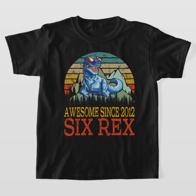 T-shirt 3e anniversaire SIX Rex Chemise troisième Dinosaur (Poser)