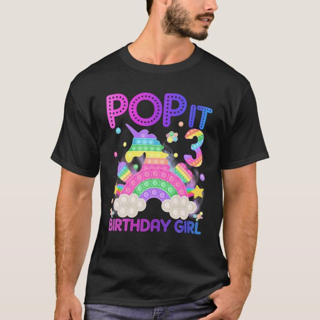 T-shirt 3E Anniversaire Unicorn Fidget Pop It Anniversaire (Devant)