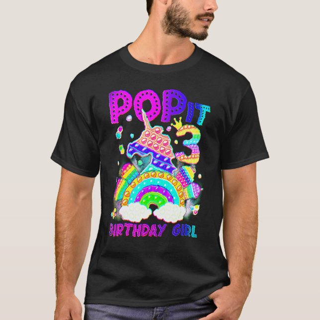 T-shirt 3e anniversaire Unicorn Fidget Pop It Birthday Gir (Devant)