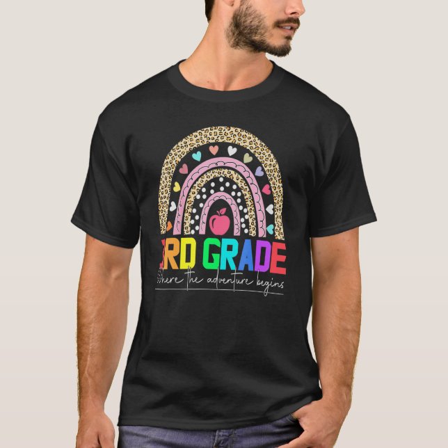 T-shirt 3e classe leopard arc-en-ciel équipe d'enseignant  (Devant)